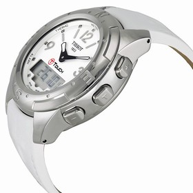Tissot T-Touch II Titanium Diamond White Leather Ladies Watch T0472204601600