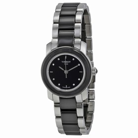 Tissot T-Trend Black Ceramic Diamond Ladies Watch T0642102205600