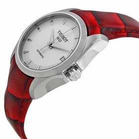 Tissot T-Trend Couturier White Dial Red Leather Ladies Watch T0352071601101