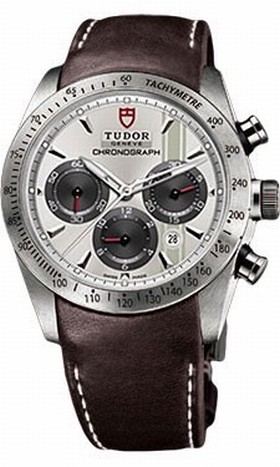 Tudor Fastrider Silver Dial Chronograph Brown Leather Men's Watch 42000-SVSBRLS