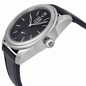 Tudor Glamour Mechanical Black Dial Black Leather Watch 57000-BKBKL