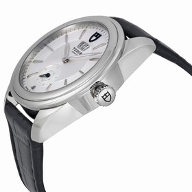 Tudor Glamour Mechanical Silver Dial Black Leather Watch 57000-SVBKL