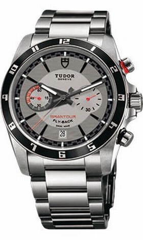 Tudor Grantour Silver Dial Flyback Chronograph Steel Men's Watch 20550N-SVSS