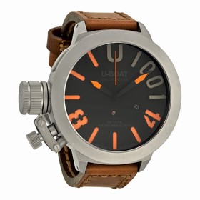 U Boat Classico 55 U-1001 Black Dial Titanium Brown Leather Men's Watch 5868