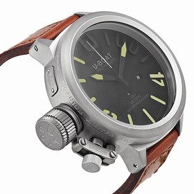 U-Boat Black Dial Brown Leather Strap Men's Watch 6076