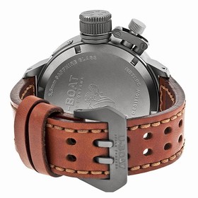 U-Boat Black Dial Brown Leather Strap Men's Watch 6076