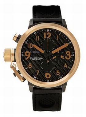 U-Boat Flightdeck 43 Carbon fiber dial Black Alligator Strap Men's Watch 1844