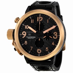 U-Boat Flightdeck Automatic Black Stainless Steel Leather Men's Watch 1838