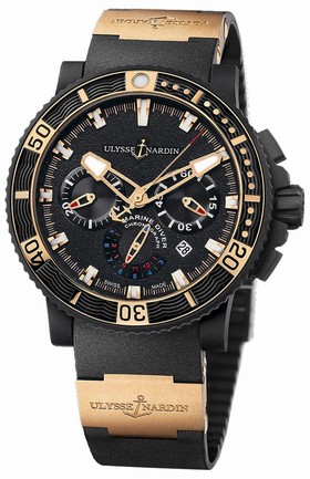 Ulysse Nardin Black Sea Chronograph 18K Rose Gold Automatic Men's Watch 353-90-3
