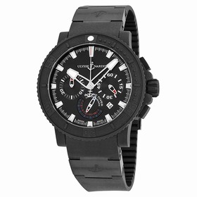 Ulysse Nardin Black Sea Chronograph Black Dial Black Rubber Men's Watch 353-92-3C