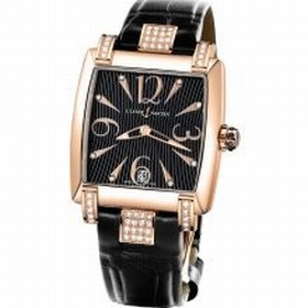 Ulysse Nardin Caprice Black Dial 18kt Rose Gold Diamond Black Leather Ladies Watch 136-91C-06-02