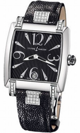 Ulysse Nardin Caprice Black Dial Stainless Steel Diamond Black Galusha Leather Ladies Watch 133-91C-06-02