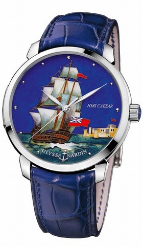 Ulysse Nardin Classico Caesar Enamel Cloisonne Dial Alligator Leather Automatic Men's Watch 8150-111-2-CAESAR