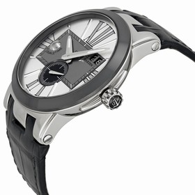 Ulysse Nardin Executive Dual Time Silver Dial Black Leather Automatic Men's Watch 243-00-421