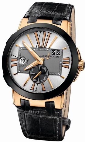 Ulysse Nardin Executive Dual Time Silver Dial Leather Strap Automatic Men's Watch 246-00-5-421