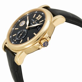 Ulysse Nardin GMT Dual Time Black Dial Alligator Leather Strap Automatic Men's Watch 246-55-32