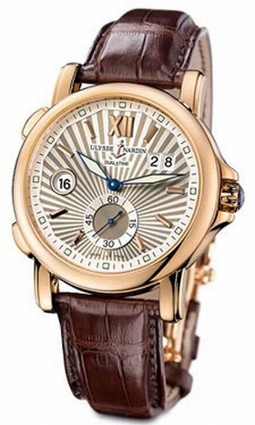Ulysse Nardin GMT Dual Time Silver Guilloche Dial Leather Automatic Men's Watch 246-55-30
