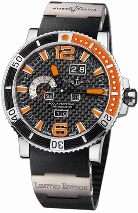 Ulysse Nardin Marine Aqua Perpetual Black Carbon Fiber Dial Rubber Men's Watch 333-90-3