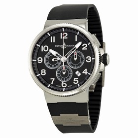 Ulysse Nardin Marine Chronograph Black Dial Black Rubber Men's Watch 1503-150-3-62