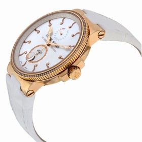 Ulysse Nardin Marine Chronometer Automatic Mother of Pearl Diamond DIal 18kt Rose Gold White Leather Ladies Watch 266-66B-991