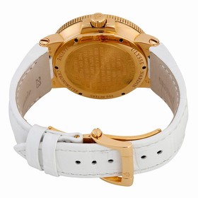 Ulysse Nardin Marine Chronometer Automatic Mother of Pearl Diamond DIal 18kt Rose Gold White Leather Ladies Watch 266-66B-991