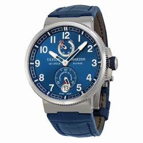 Ulysse Nardin Marine Chronometer Blue Dial Blue Alligator Leather Men's Watch 1183-126-63