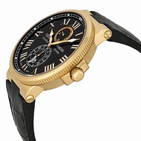Ulysse Nardin Maxi Marine Chronometer Black Dial 18kt Rose Gold Leather Men's Watch 266-67-42