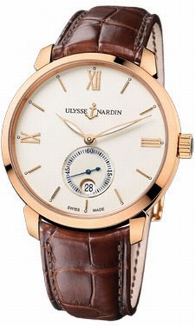 Ulysse Nardin San Marco Classico Ivory Dial 18kt Rose Gold Brown Leather Men's Watch 8276-119-2-31