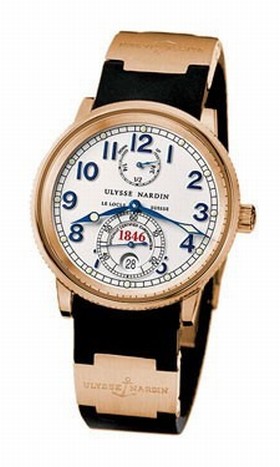 Ulysse Nardin White Dial 18kt Rose Gold Black Rubber Automatic Men's Watch 266-77-3
