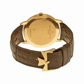 Vacheron Constantin Patrimony Grand Taille Manual Wind Silver Dial Brown Alligator Leather Men's Watch 81180000R-9159
