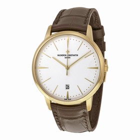Vacheron Constantin Patrimony Opaline Dial Dark Brown Leather Men's Watch 85180/000J-9231