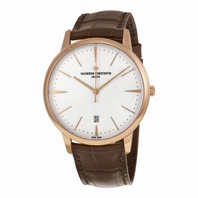 Vacheron Constantin Patrimony Silver Opaline Dial Dark Brown Leather Men's Watch 85180/000R-9248
