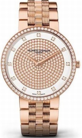 Vacheron Constantin Traditionnelle 18 Carat Pink Gold Center Diamonds Dial Men's Watch 81576/V01R-9695
