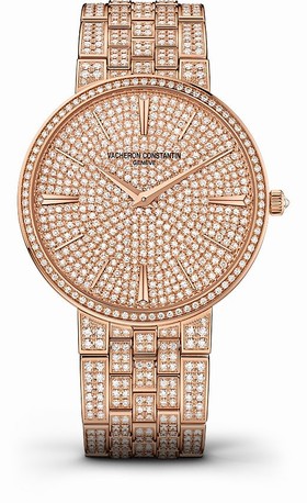 Vacheron Constantin Traditionnelle 18 Carat Pink Gold Diamond Pave Dial Men's Watch 81575/V02R-9275
