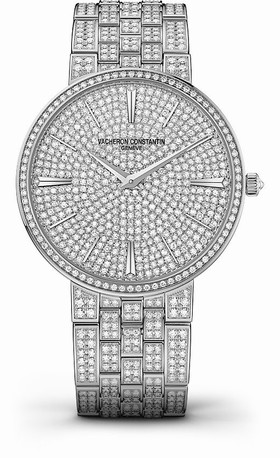 Vacheron Constantin Traditionnelle 18 Carat White Gold Diamond Pave Dial Men's Watch 81575/V02G-9274