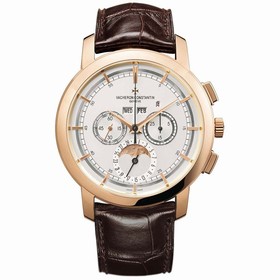 Vacheron Constantin Traditionnelle Silver Dial Brown Alligator Leather Men's Watch 47292000R-9392
