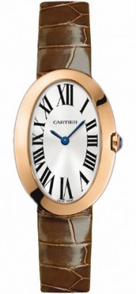 Cartier Baignoire Silver Dial 18 kt Rose Gold Ladies Watch W8000007