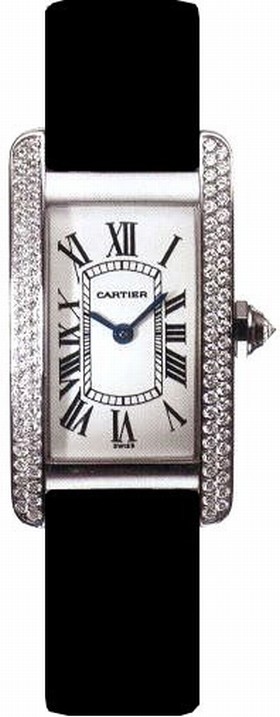 Cartier Tank Americaine 18kt White Gold Diamond Ladies Watch WB701831