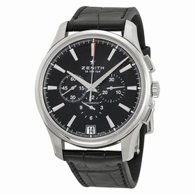 Zenith Captain Chronograph Black Dial Black Leather Men's Watch 03.2110.400-22.C493