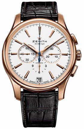 Zenith Captain Chronograph Silver Dial Rose Brown Leather Men's Watch 18.2111.400/01.C498