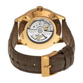 Zenith Captain Moonphase Silver Dial 18kt Rose Gold Black Leather Men's Watch 18214069102C498