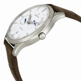 Zenith Captain Power Reserve Silver Dial Brown Alligator Leather Men's Watch 03212268501C498