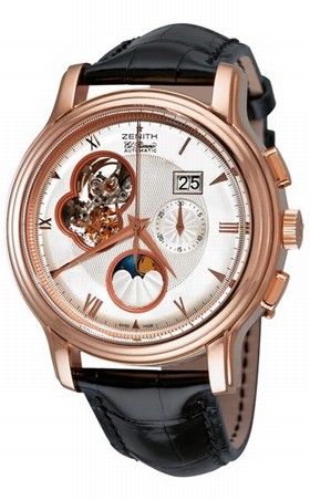 Zenith Chronomaster Open Grande Date Moonphase Silver Dial Black Leather Men's Watch 18.1260.4047-01.C505