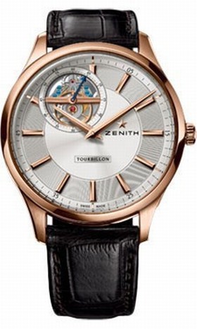 Zenith El Primero Captain Tourbillon Silver Dial Black Leather Men's Watch 18.2190.4041/01.C498