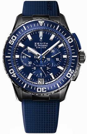 Zenith El Primero Stratos Flyback AMERICAS Blue Dial Blue Rubber Men's Watch 24.2066.405-57.R514