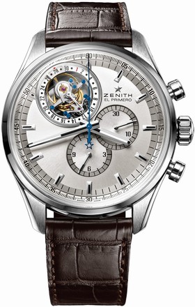 Zenith El Primero Tourbillon Chronograph Silver Dial Brown Leather Men's Watch 03.2050.4035/01.C713