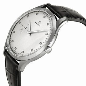 Zenith Elite Silver Dial Stainless Steel Black Leather Automatic Men's Watch 03.2010.681/02.C493