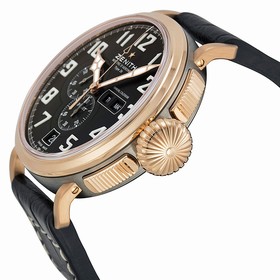 Zenith Pilot Montre D Aeronef Automatic Black Dial Brown Leather Men's Watch 872430405421C721