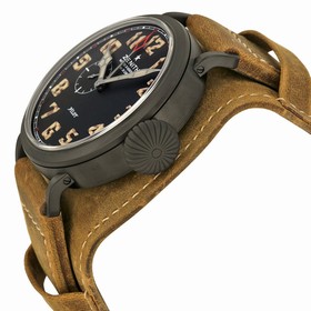 Zenith Pilot Montre d Aeronef Type 20 GMT Automatic Black Dial Calfskin Leather Men's Watch 96243169321C738
